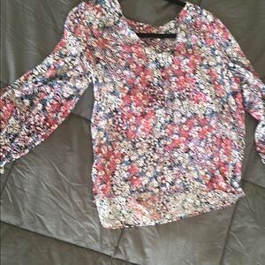 Parker Pink and Blue Relaxed Blouse with Long Sleeves